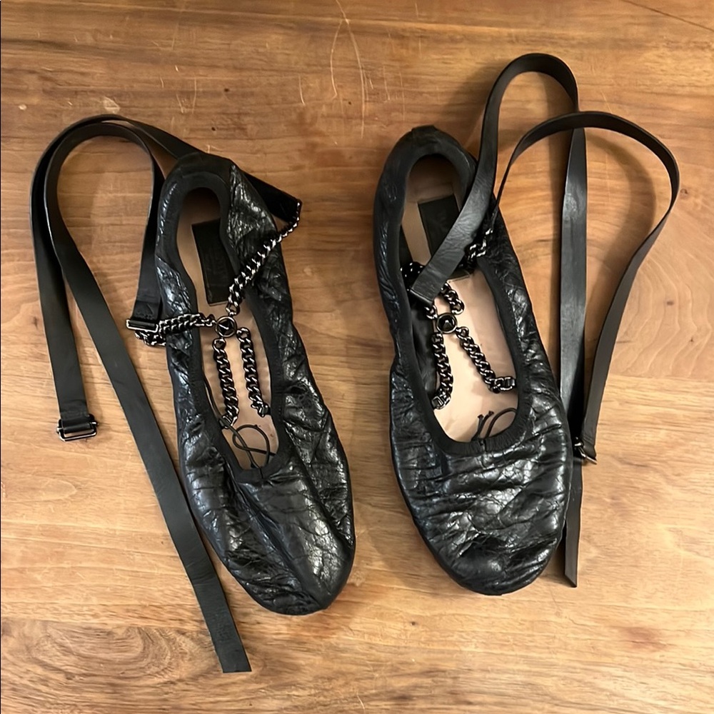 Valentino ballet flats with chain details and ankle straps